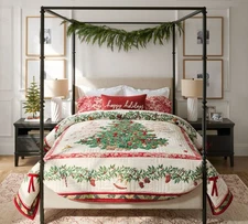Pottery Barn Deck the Halls Christmas Tree Reversible Quilt All Size