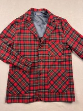Vtg Pendleton 100 Wool Plaid Blazer Jacket Shirt Red Mens Large Royal Stewart