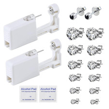 Ear Piercing Kit 2 Pack Self Ear Piercing Gun, Disposable Ear Pearcings Kit with