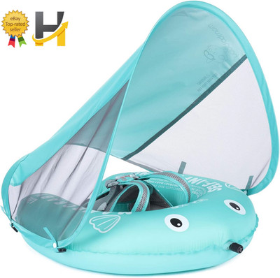 Float Self-Inflating Baby Swim Float Canopy Compressible Folding Pool Baby Float