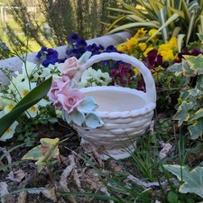 Cestino in Porcellana con Motivo Floreale - Decorazioni Fiori