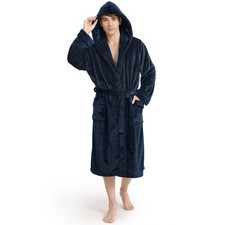 Luxury Mens Robe with Hood, Ultra Cozy Fleece Bathrobe for Men, Plush Hooded ...