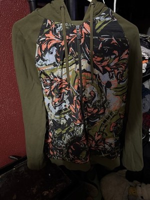 Versace Jeans Abstract Olive Multicolor Full Zip Hoodie for Men