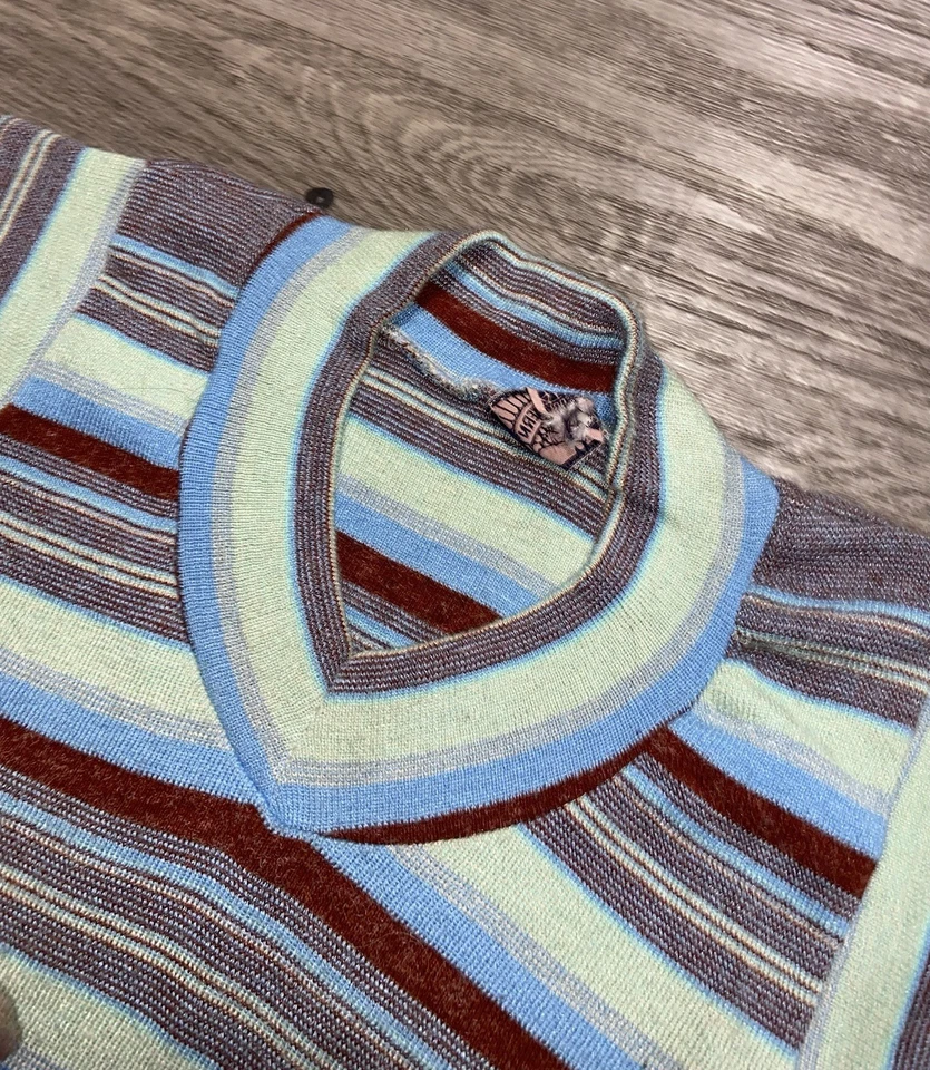 Camisa ocidental vintage década de 1970 anos 60 suéter de malha cowgirl feita nos EUA tamanho XS/S rara - Imagem 3 de 4