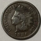 1886 Type 2 Indian Head Cent Exact Coin Imaged #IND225