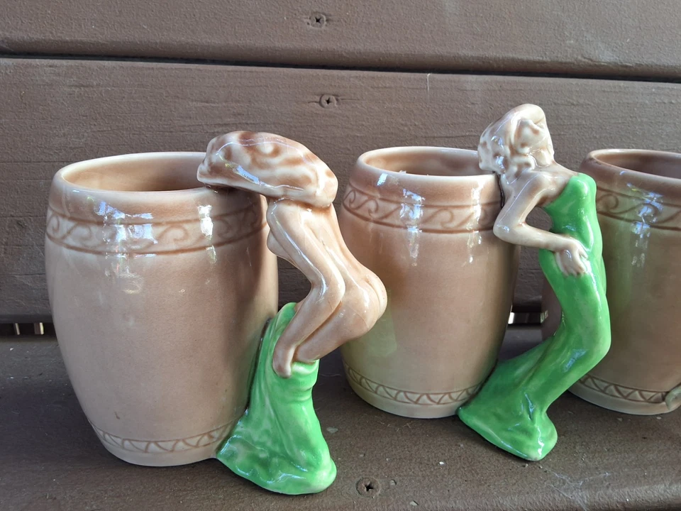 Juego De Colección De 6 Tazas Dorothy Kindell Estilo Tira Broma Vestido Verde y Vajilla Desnuda Foto 2 de 4