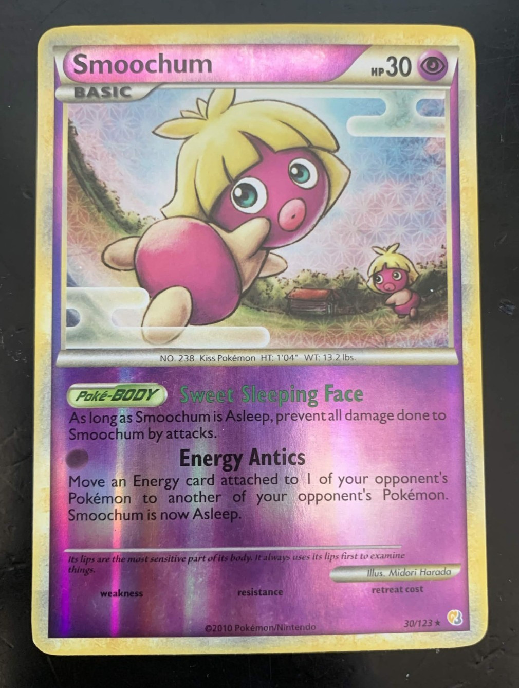 Pokemon Card • Smoochum HGSS 30/123 Reverse Holo
