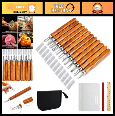 20 PCS Wood Carving Knife Set - Carbon Steel Hand Tools for DIY Sculpting & Carv