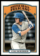 2021 Topps Heritage Minor League Cole Roederer #142 Myrtle Beach Pelicans