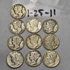 Lot of 10  Mercury Dimes 1/10 Dollar .900 Silver 1-25-11