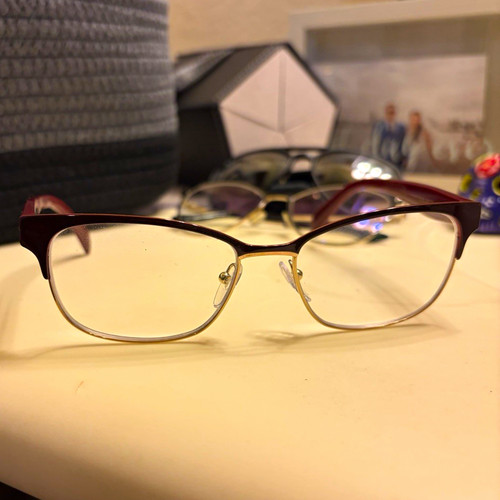 PRADA Women’s Burgundy Cat Eye Half Rim Eyeglasses VPR 65R UAN-1O1 53-16