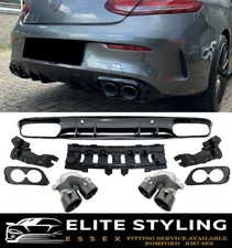 REAR DIFFUSER WITH TIPS C43 LOOK GLOSS BLACK FOR MERCEDES C CLASS C205 AMG 16-21