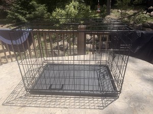 Folding Steel Wire Dog Crate Cage w/ Tray, Black, 42 in, Large