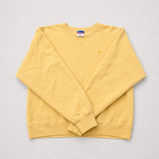 Champion Crewneck Sweatshirt Mens Large Yellow Small Logo Pullover