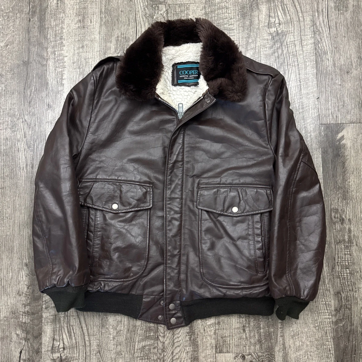 Military Leather Flight Jacket In Vintage Outerwear Coats