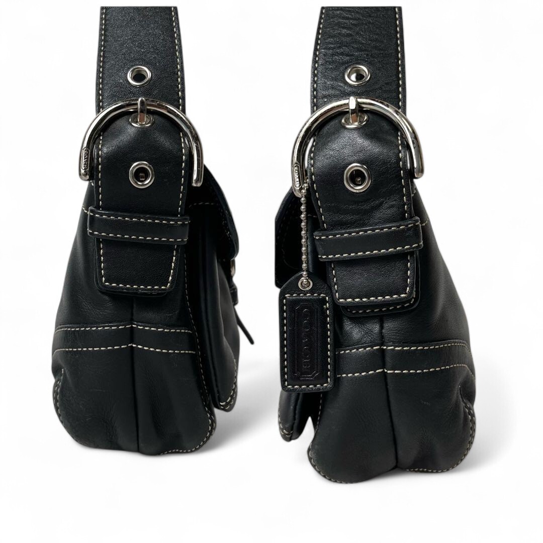 極美品✨COACH ソーホー 3653 ショルダーバッグ Y2K Vintage Coach Soho 3653 Hobo Shoulder Bag Black Leather Y2K