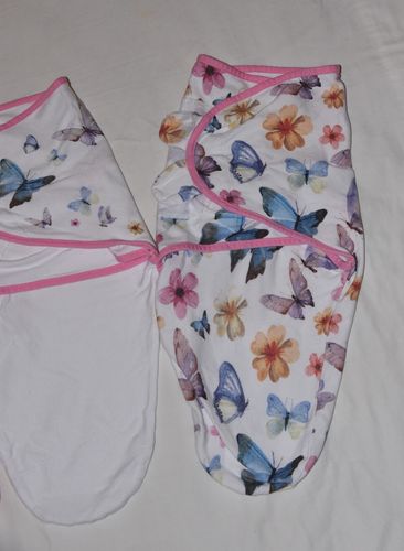 Coperta Fasciatoio Bambina Facile Regolabile 0-3 Mesi Rosa Farfalla Fiori Carina - Foto 2 di 11