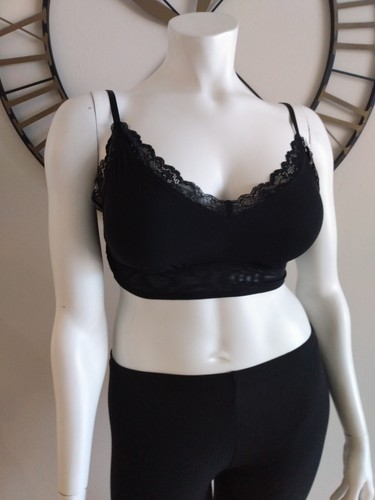Parade Black Longline V- Neck Lace Trim Bralette Juniors Plus Size XXL - Picture 7 of 7