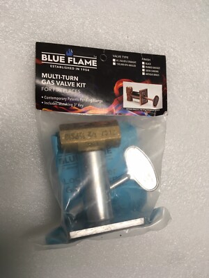 Blue Flame Square Satin Chrome Gas Valve Flange Kit For Fireplaces With Key