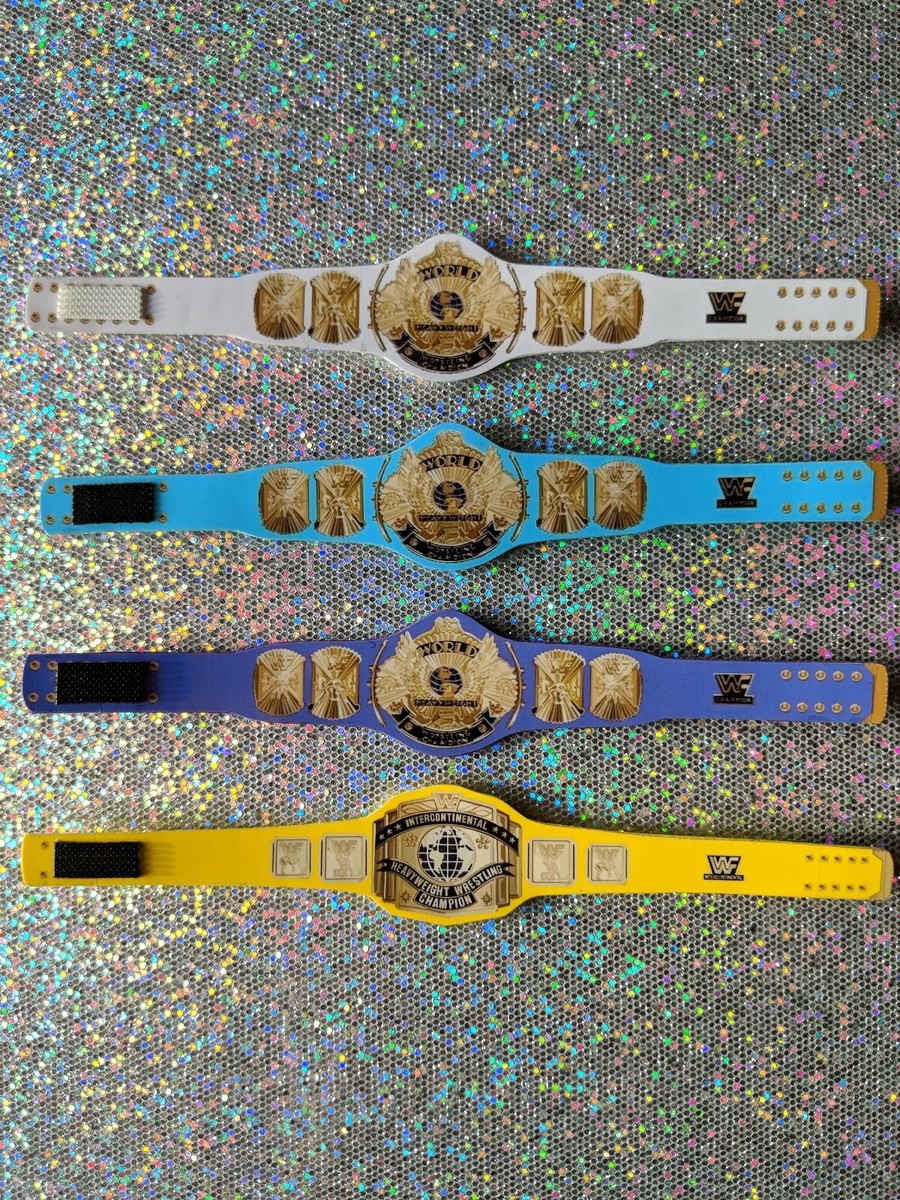 4 Custom Ultimate Warrior belts for WWE WWF LJN action