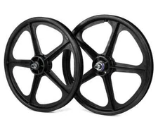Skyway BMX 20" Tuff Wheels 5 Spoke BLACK Retro NEW Wheelset  3/8 axles inch