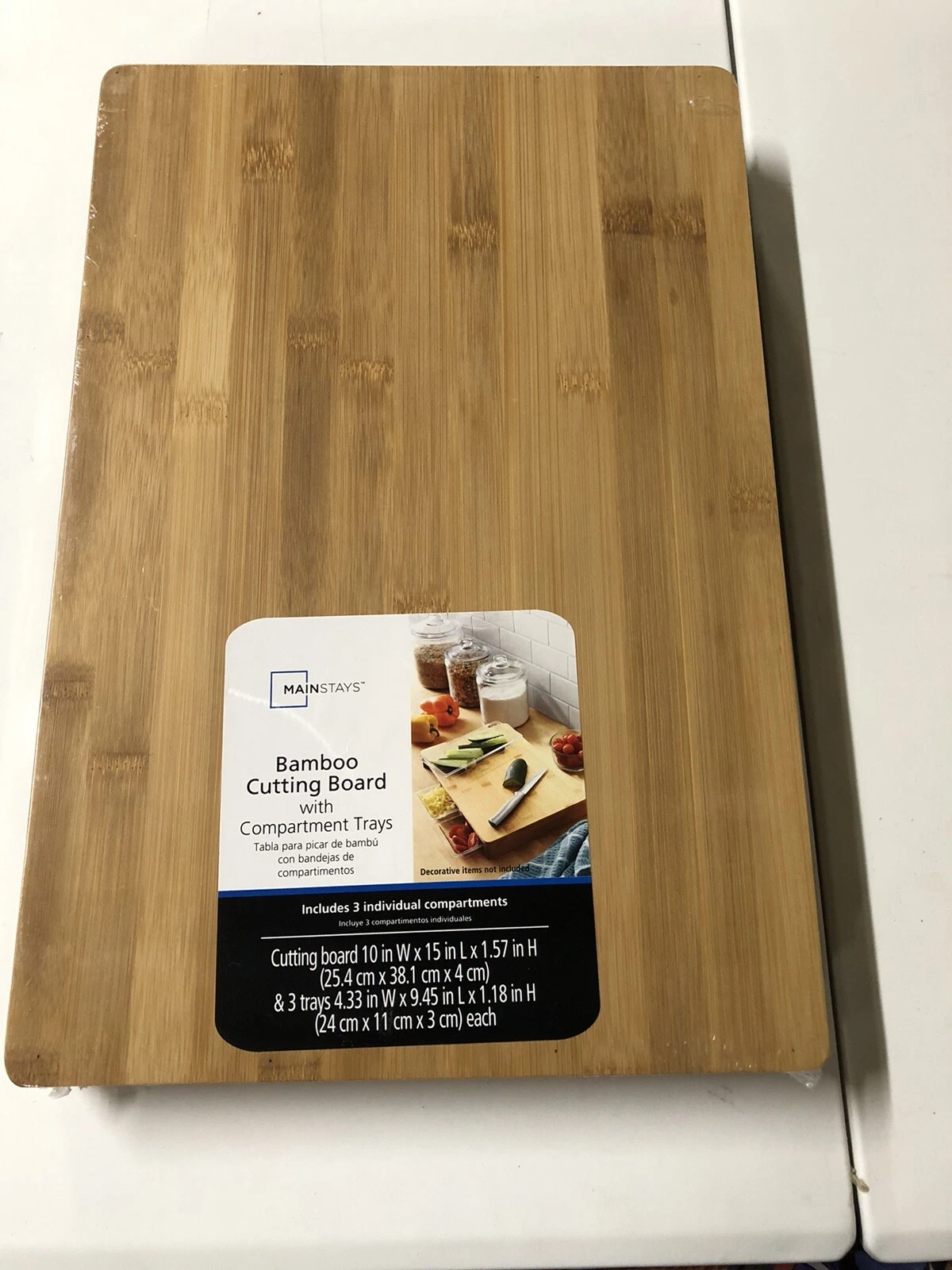 Bamboo Cutting Board with Compartment TRAY/DRAWER, Meal Prep Easy Storage Drawer