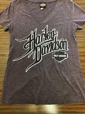 Women’s Harley Davidson Purple T Shirt V Neck Size Large