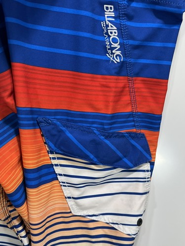 MENS BILLABONG PX3 TRUNKS PLATINUM BOARD SHORTS SIZE 32 Blue Orange Striped - Picture 10 of 12