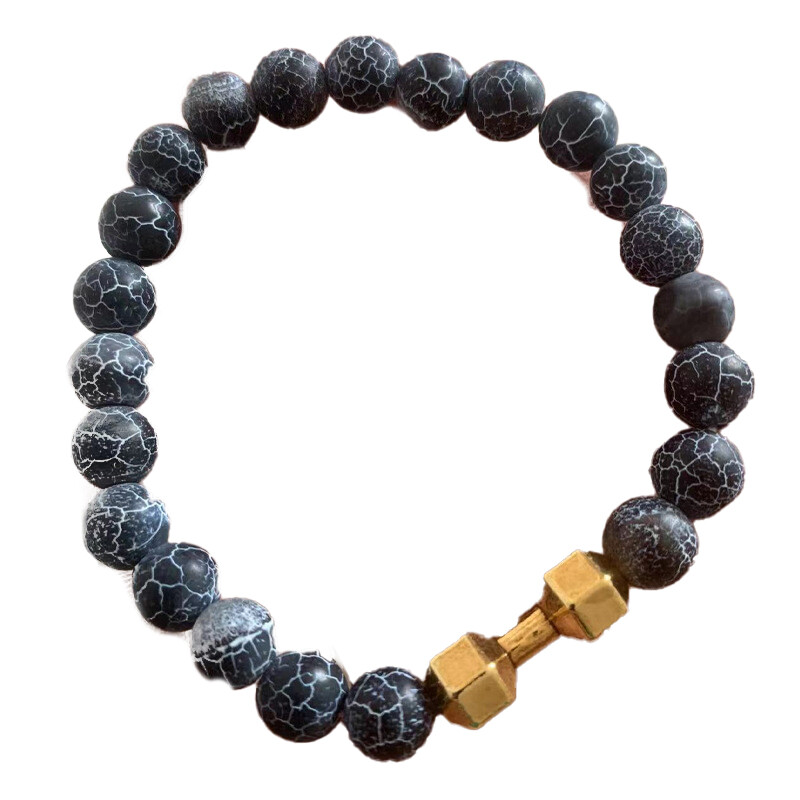Stone Beaded Bracelet Fitness Dumbbell Shape Vintage Bangles Barbell