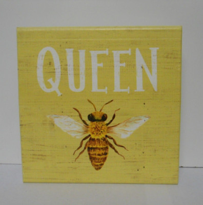 Sincere Surroundings Queen Bee Wood Block Plaque Sign Free-Standing 5.25''x5.25''