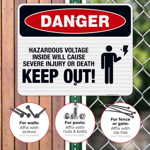 Keep Out Hazardous Voltage Inside Will Cause Severe Injury Or Death, OSHA Sign, - Picture 68 of 86