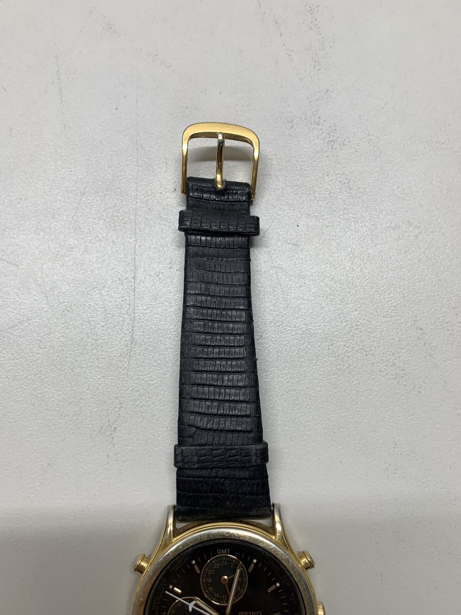 Vintage Seiko World Timer Watch 5T52-6A39 Untested For Parts Or