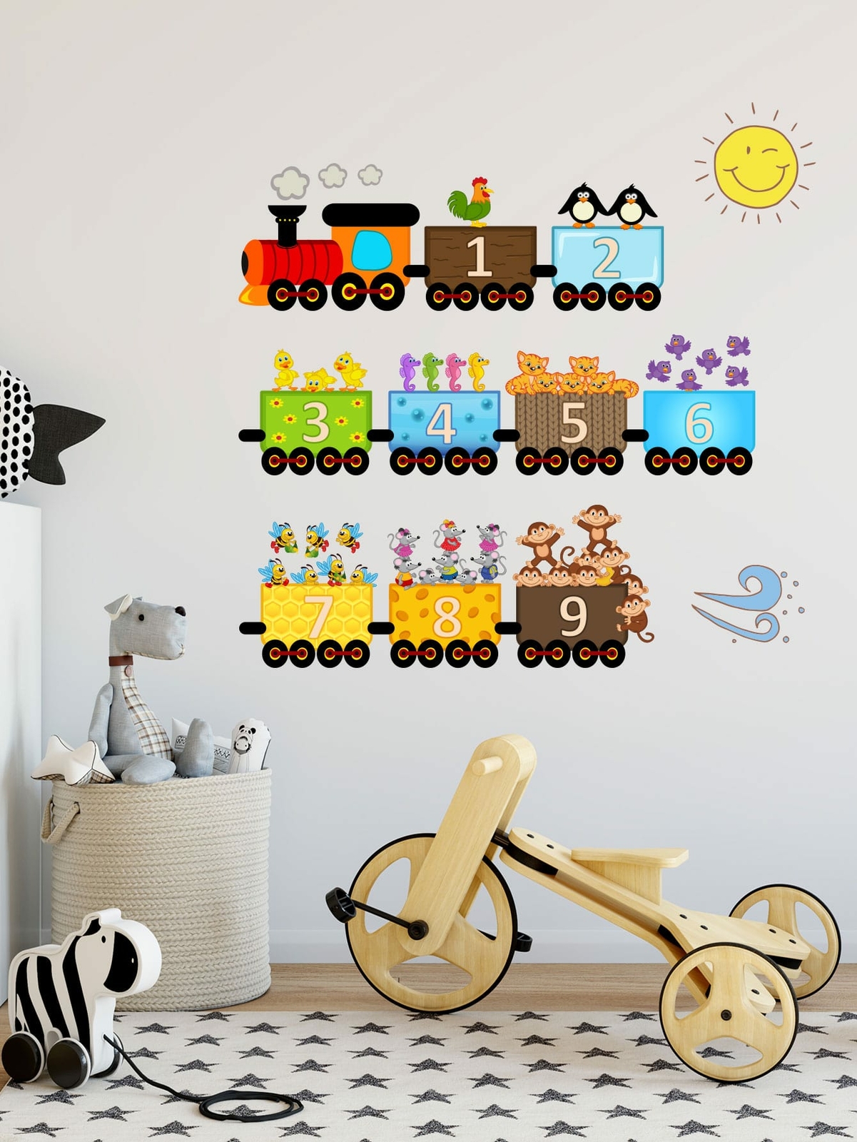 Colorful Kids Train Wall Sticker Removable Peel and Stick Vinyl Decal Decor  