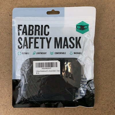 Oriflame Adult One Size Black Reusable Washable Fabric Safety Mask 5 Pack NWT