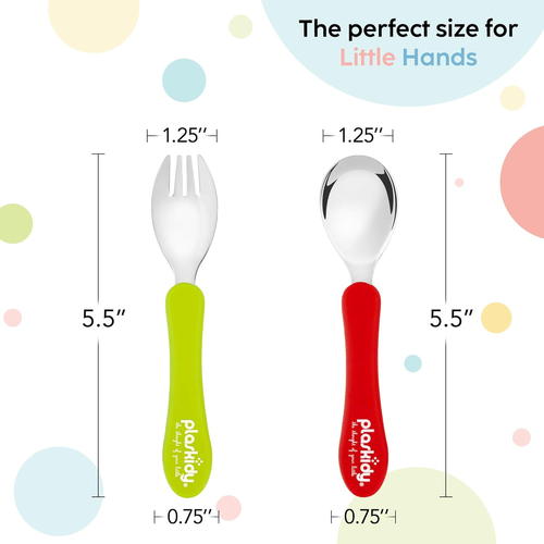 Toddler Silverware Set of 8 Kids Utensils Forks and Spoons - BPA Free/Dishwasher - Picture 3 of 6