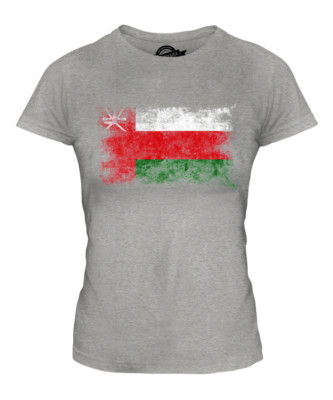 OMAN DISTRESSED FLAG LADIES T-SHIRT TOP UMAN FOOTBALL OMANI GIFT SHIRT