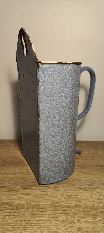 🔵 Broc A Lavement Vintage En Métal Émaillé Bleu 2L 21cm - Photo 4/4