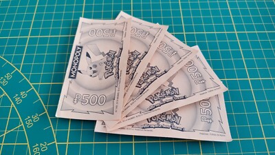 Konvolut x5 Tickets 500 Stück Ersatzteil Monopoly Spiel Pokemon Kanto Edition #C43