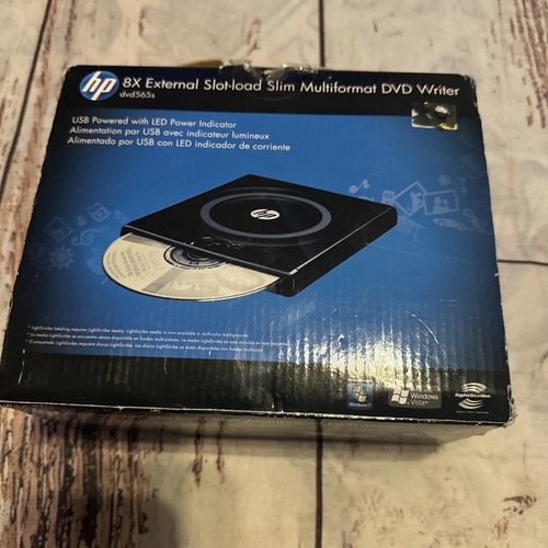 HP dvd565s Lightscribe 8X External Slot-load Slim Multiformat DVD With USB Cable - Bild 1 von 6