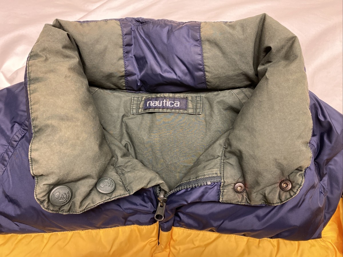 VTG 90s Nautica Down Puffer Reversible Coat Mens Size Large