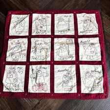 Hand Quilted Embroidered Wall Hanging Months of the Year 26.5" x 23"