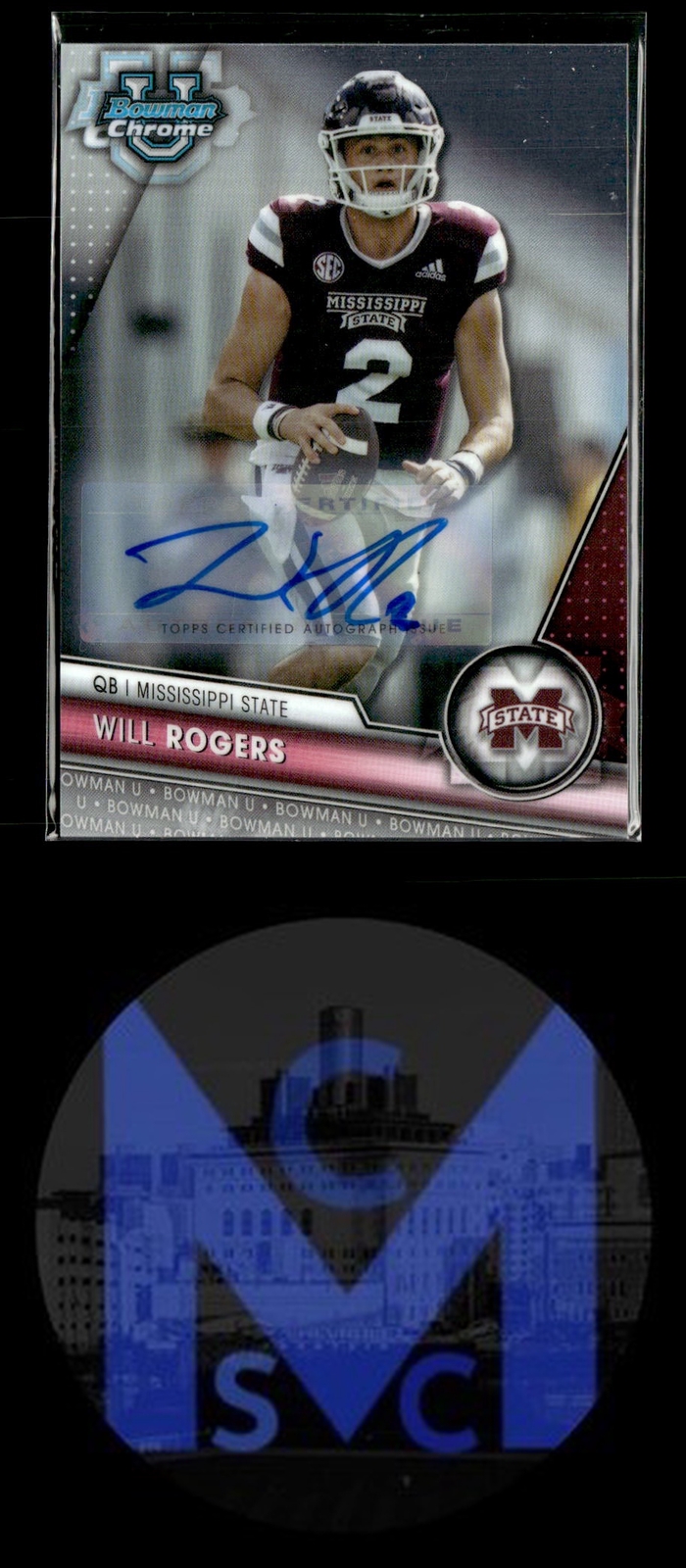 2023 Bowman University Chrome #179 Will Rogers Chrome Prospect Autographs