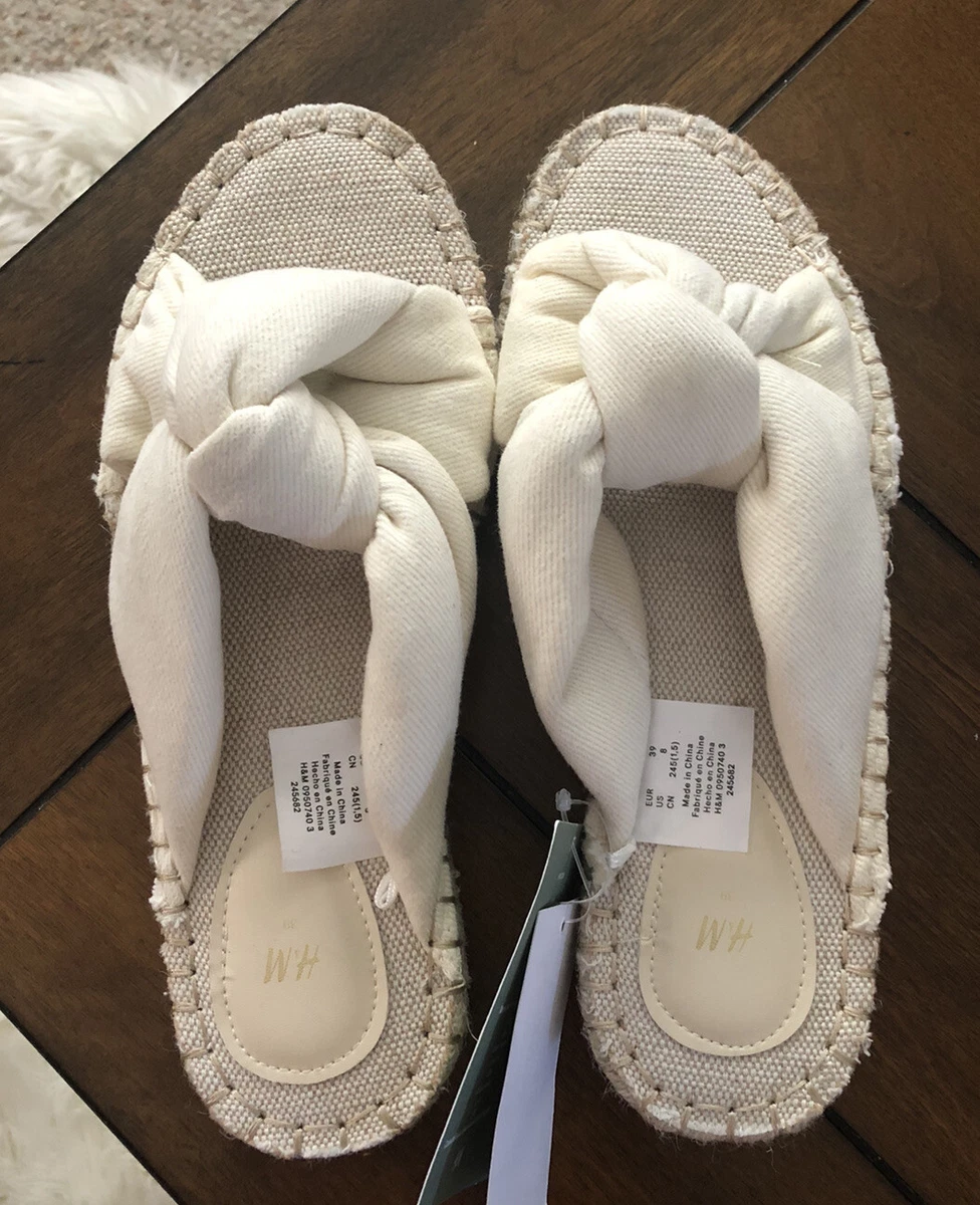 H M Women s knot Beige Cream flats Slippers. Brand New With