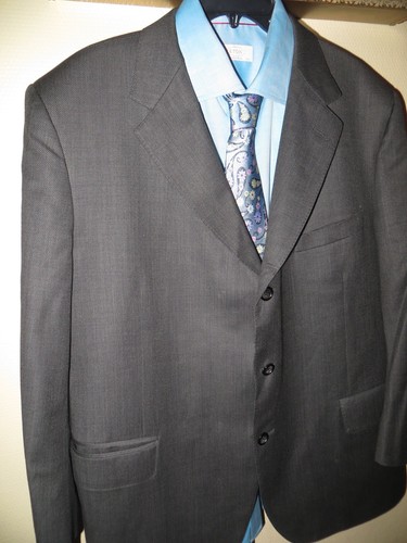 Tom Barnett Hand Made Dormeuil Amadeus England Grey Suit Blazer 48R Pant 40X26 - Picture 3 of 11