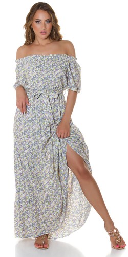 Koucla Kleid Damen Party Sommer Carmen Maxikleid Blumen Print Milax-Fashion - Bild 5 von 29