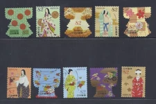 Japan 2017 Traditional Colors  Kimonos 82Y Complete Used Set of 10 Sc# 4138 a-j 