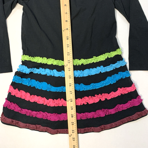 Hannah Andersson Girls 110 5 Striped Ruffle Dress Rainbow Long Sleeve Whimsical - Picture 5 of 10