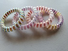 Spiral Hair Ties Irridescent Phone Cord Hair Ties Hair Coils Wristlets 4 PC SET