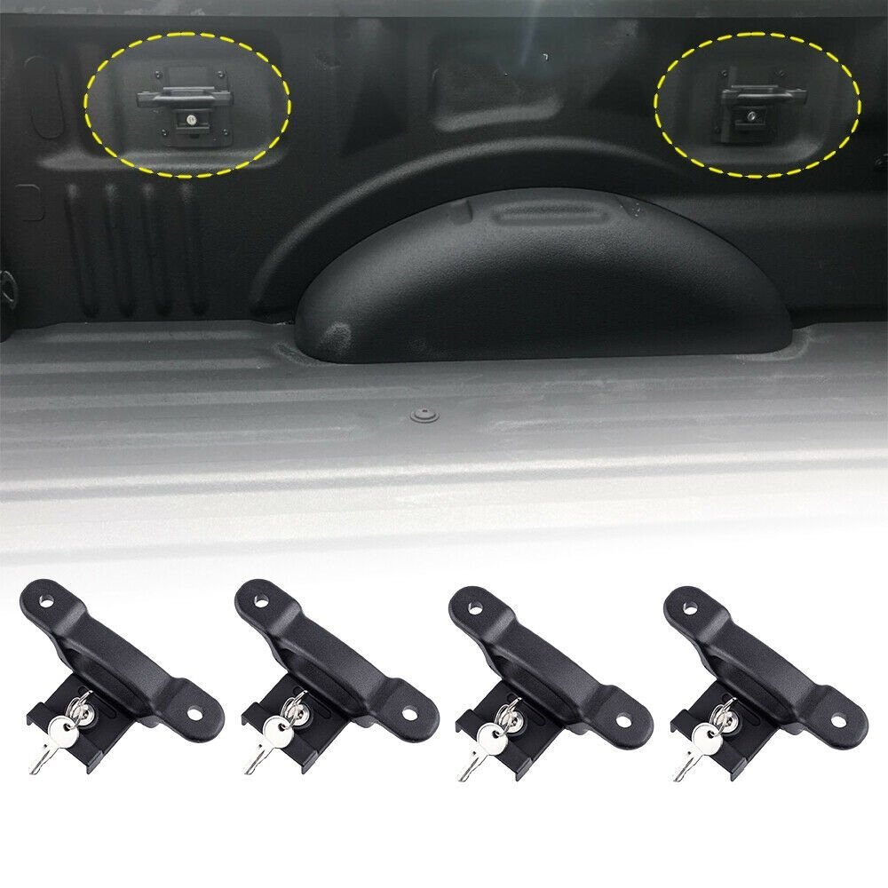 EXODIOS 2pcs 4 in 1 Boxlink Mounts for Ford with Retractable Ratchet Straps 1 x 10', Fit for Ford F150 F250 F350 F450 & Raptor