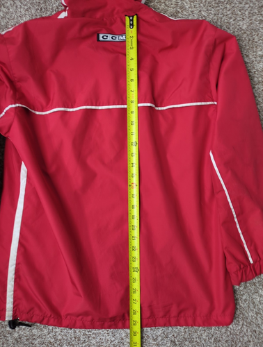 CCM Warmup Zip Up Jacket Sz M Red White Stripe Hockey Track Lacrosse *Baggy Fit - Picture 8 of 12